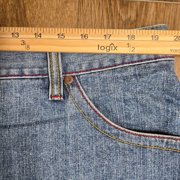 96 NORTH Men’s 40 Denim Shorts Distressed Embroidered Wide Leg Baggy Y2K Style - Picture 4 of 11